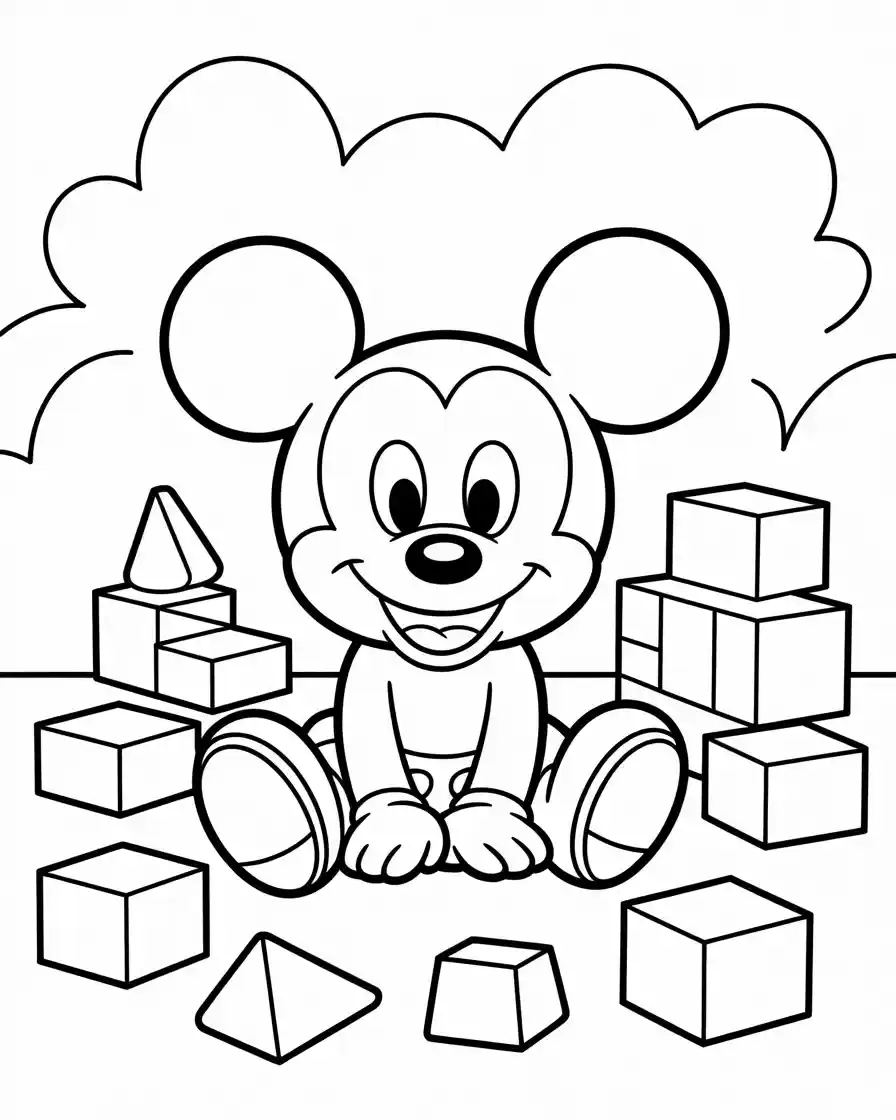baby mickey mouse coloring page