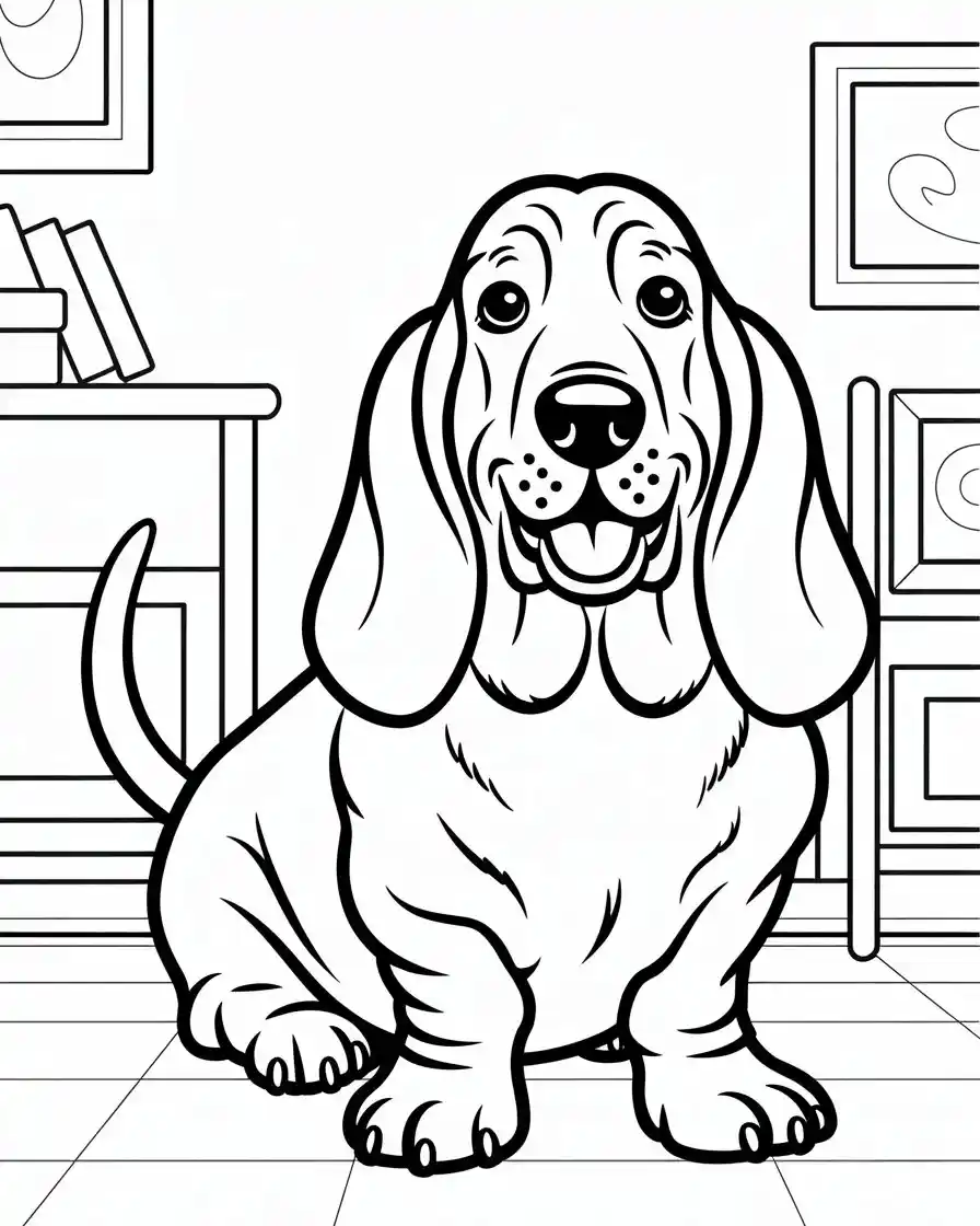 basset hound smiling coloring page