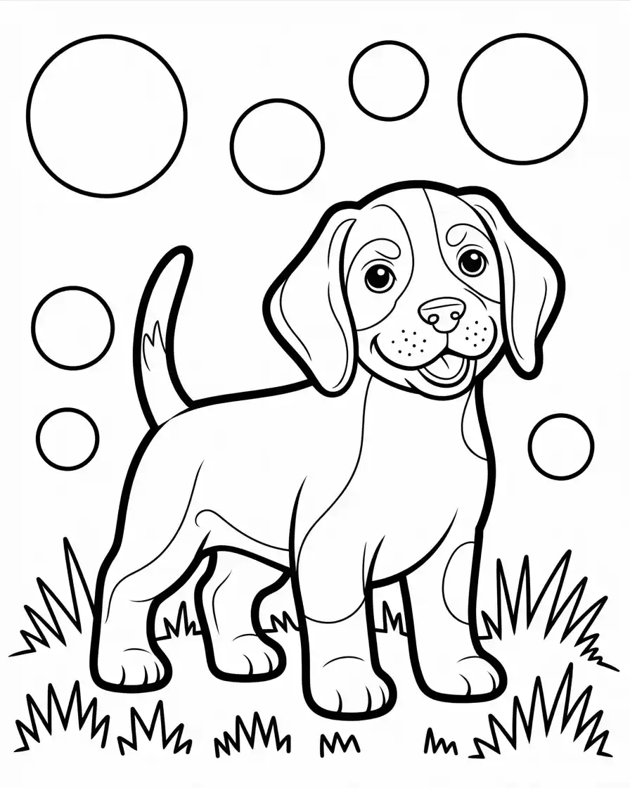 beagle puppy on grass coloring page