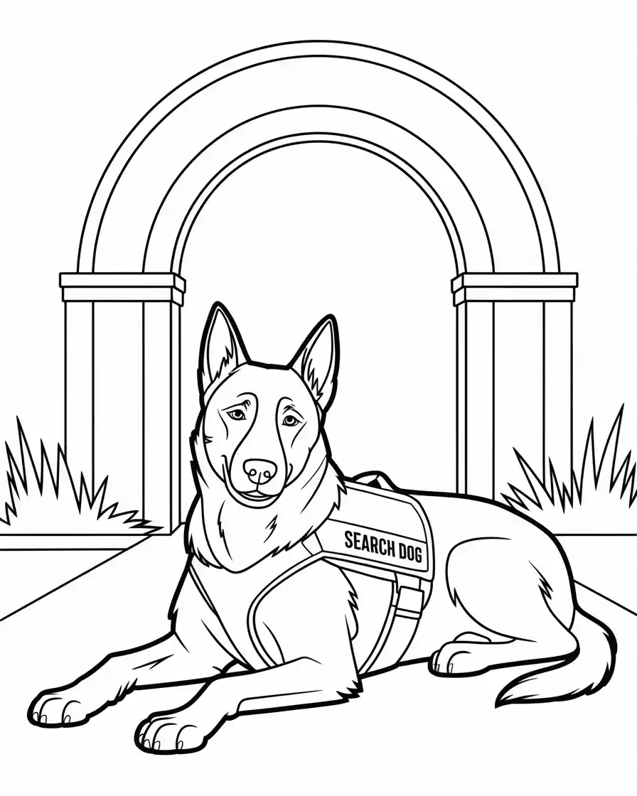 belgian malinois search dog coloring page 1