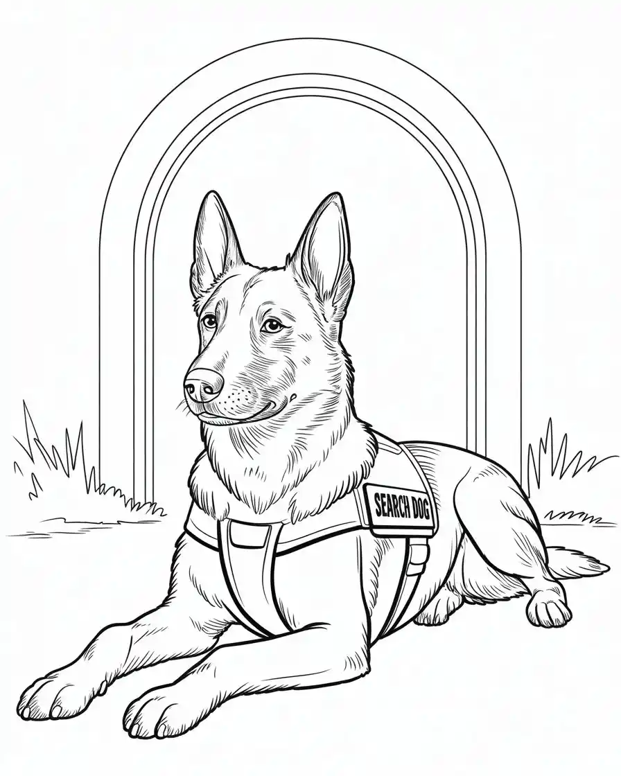 belgian malinois search dog coloring page