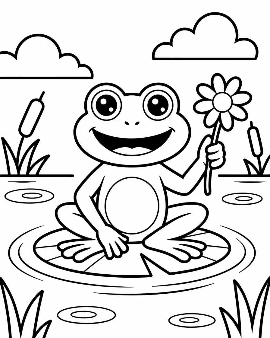 blushing frog holding a flower