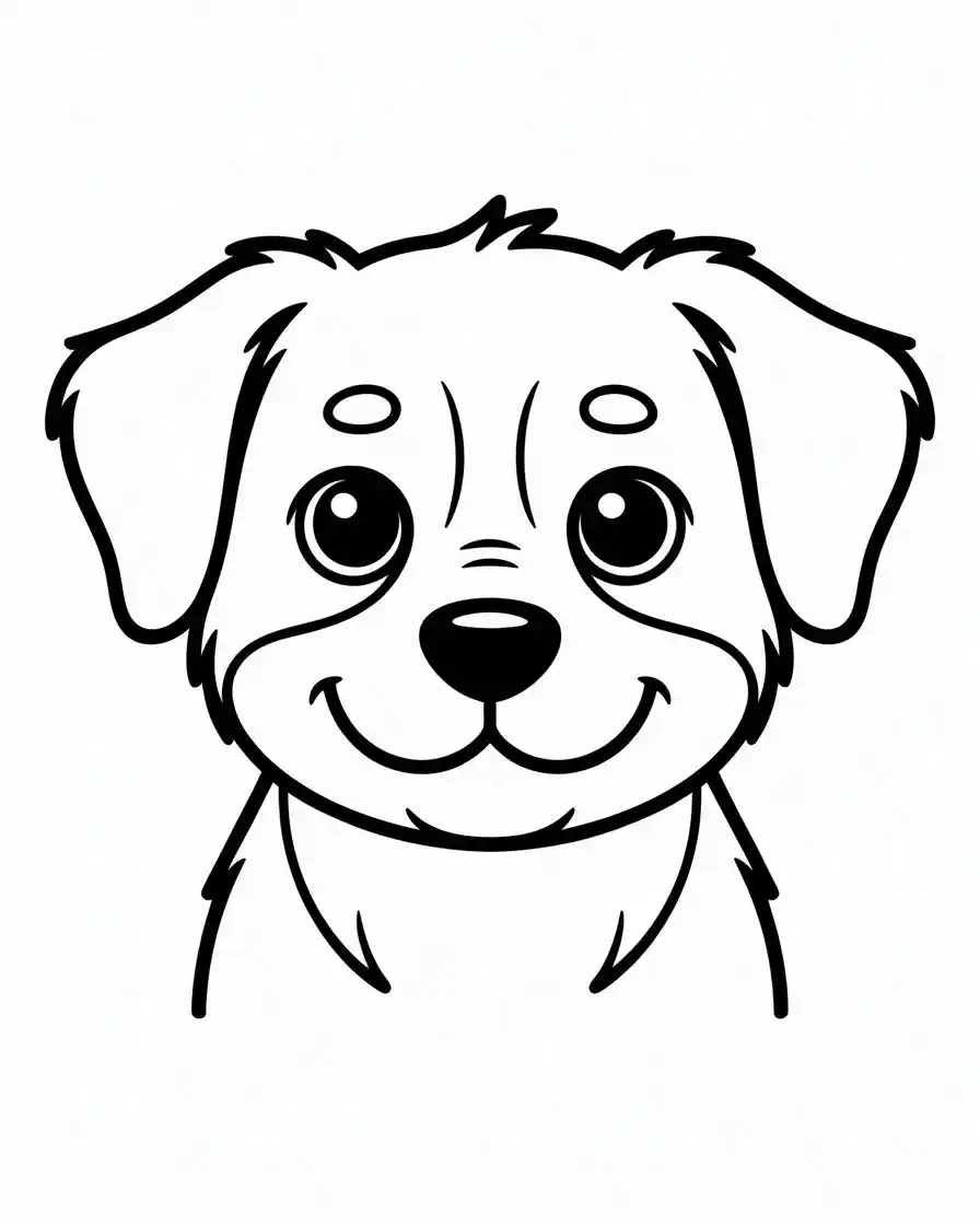 close up of dog face coloring page