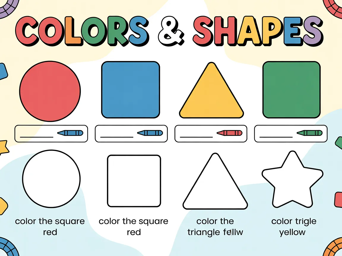 colors & shape worksheets