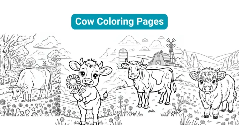 cow coloring pages feature image