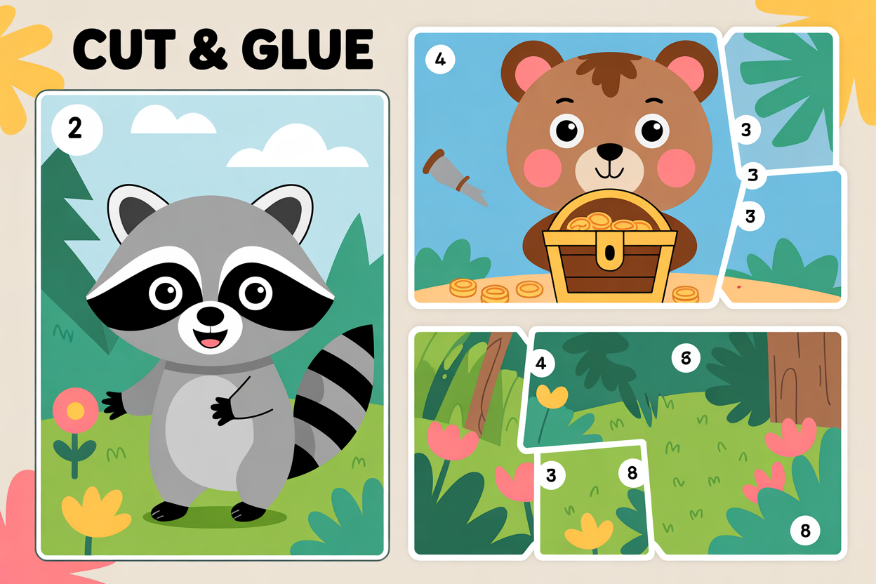 cut & glue educational template for kids