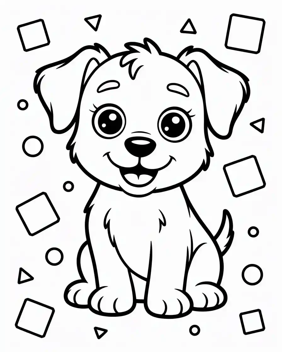 cute cartoon puppy coloring page for kids 1