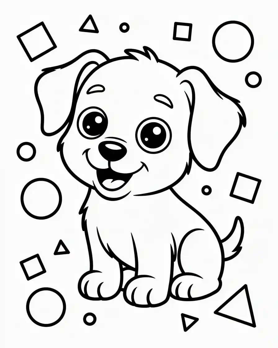 cute cartoon puppy coloring page for kids