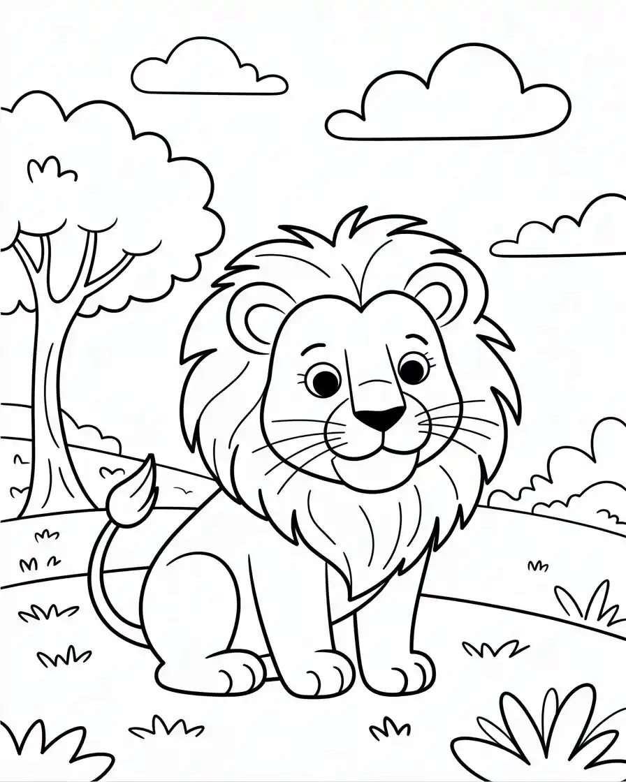 cute lion to color