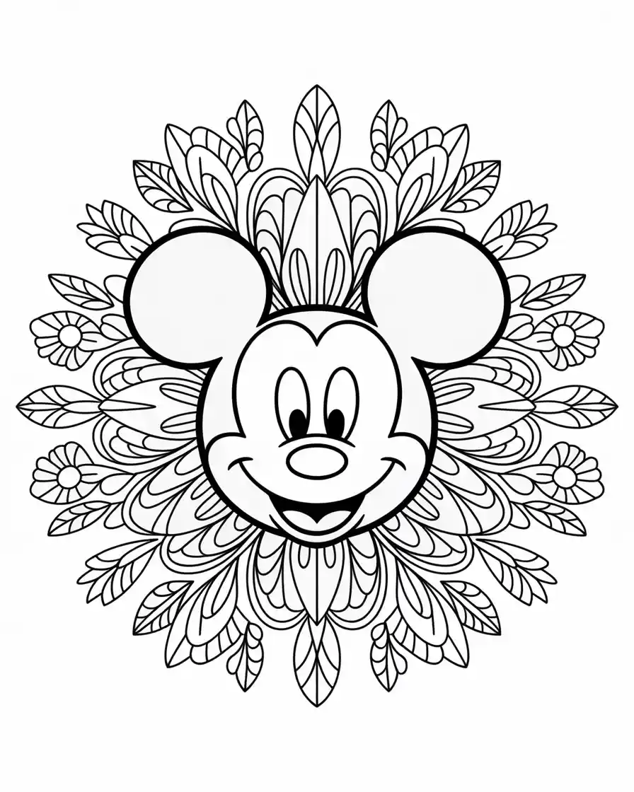 detailed mickey mouse floral mandala