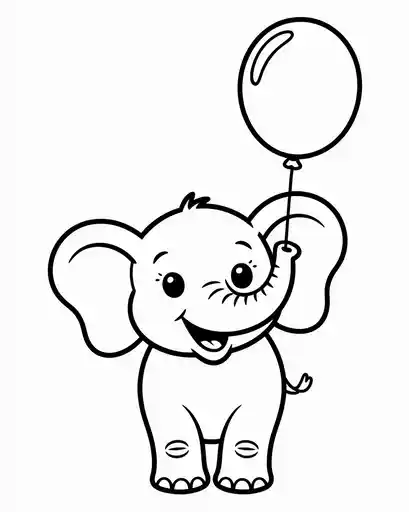 elephant holding a balloon