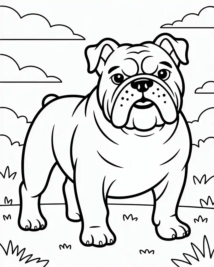 friendly adult bulldog coloring page