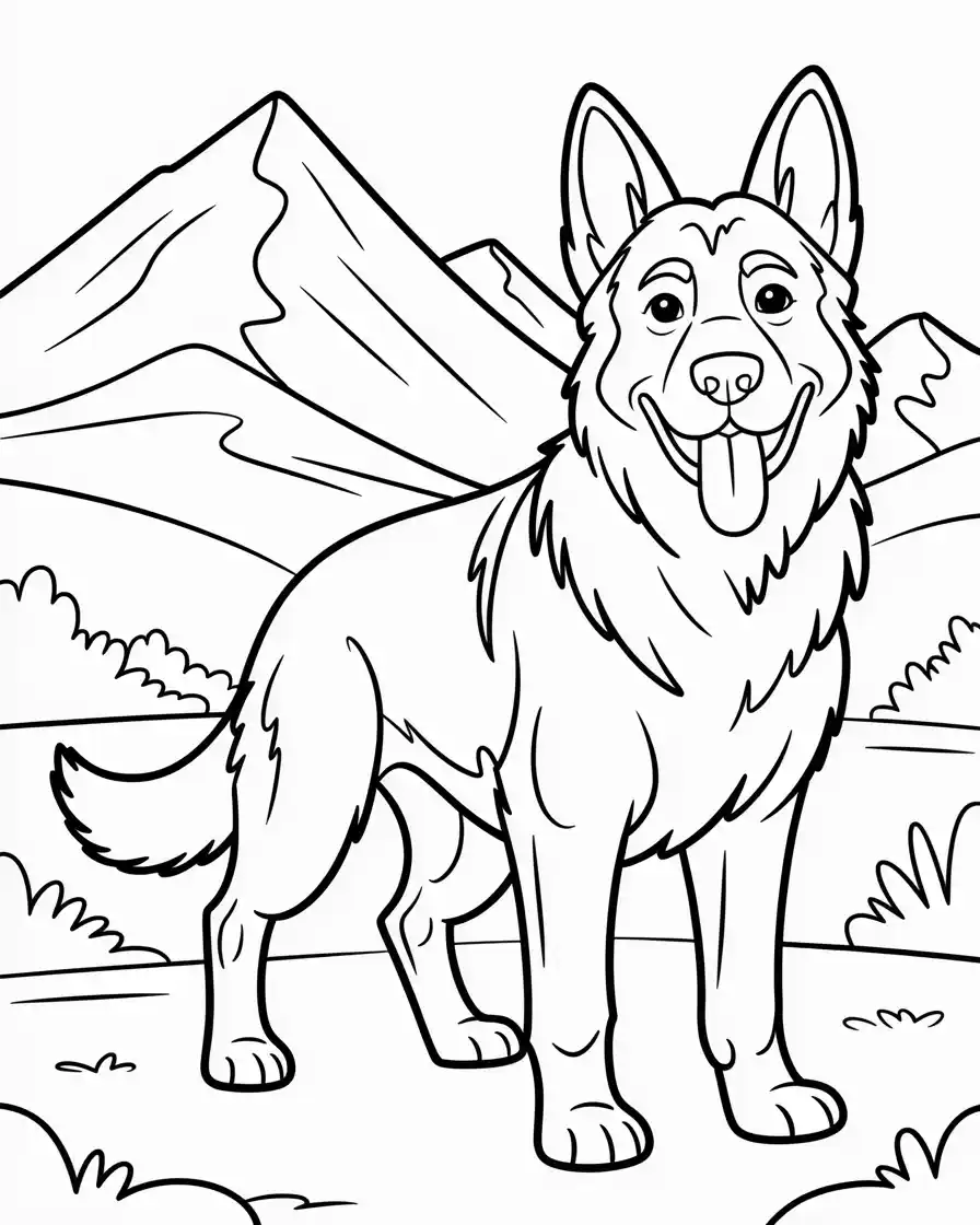 german shepherd dog coloring page 1