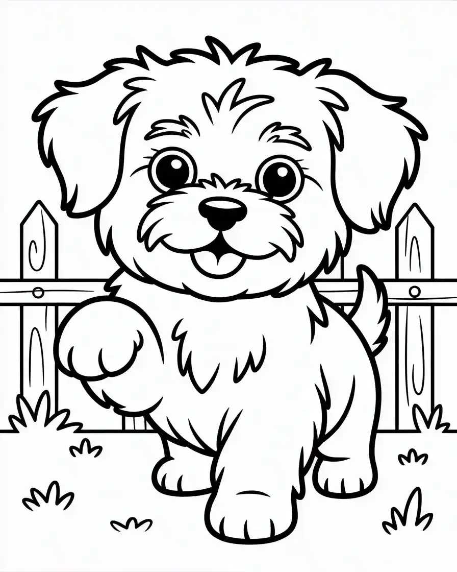 maltese dog with paw up coloring page