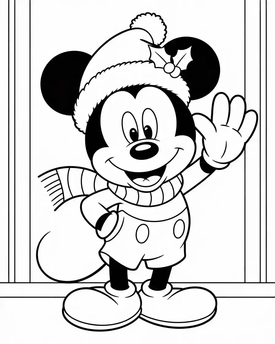 mickey mouse dressed in christmas clothing