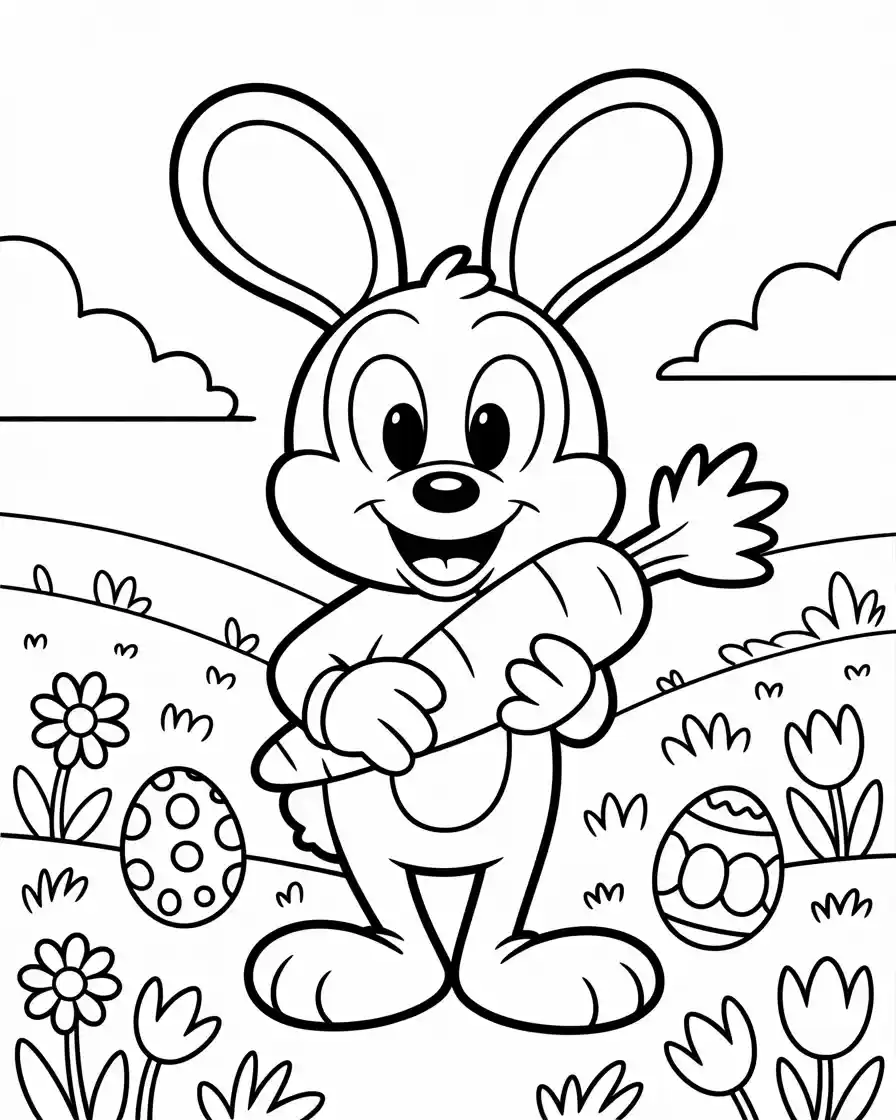 mickey mouse holding a carrot on easter