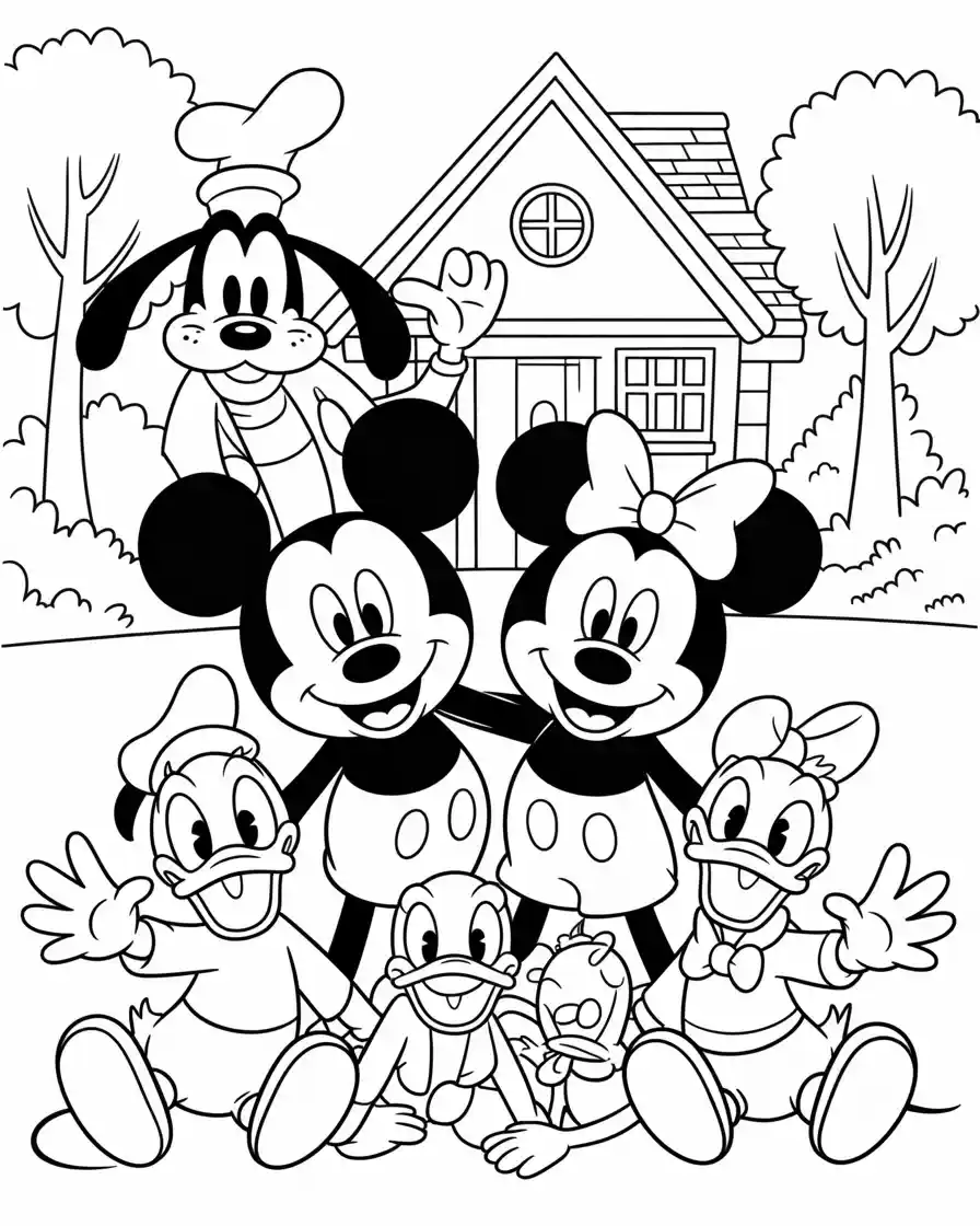 mickey mouse with friends to color