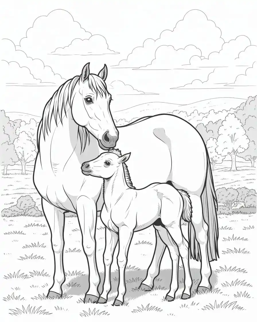 mother horse with foal