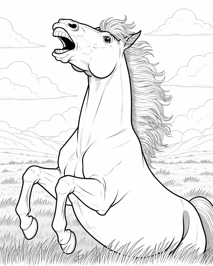 neighing horse coloring page 1