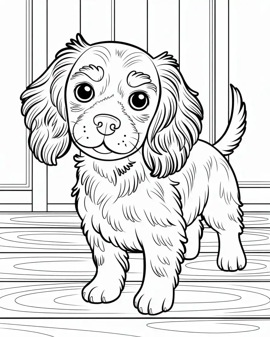 pretty spaniel dog to color