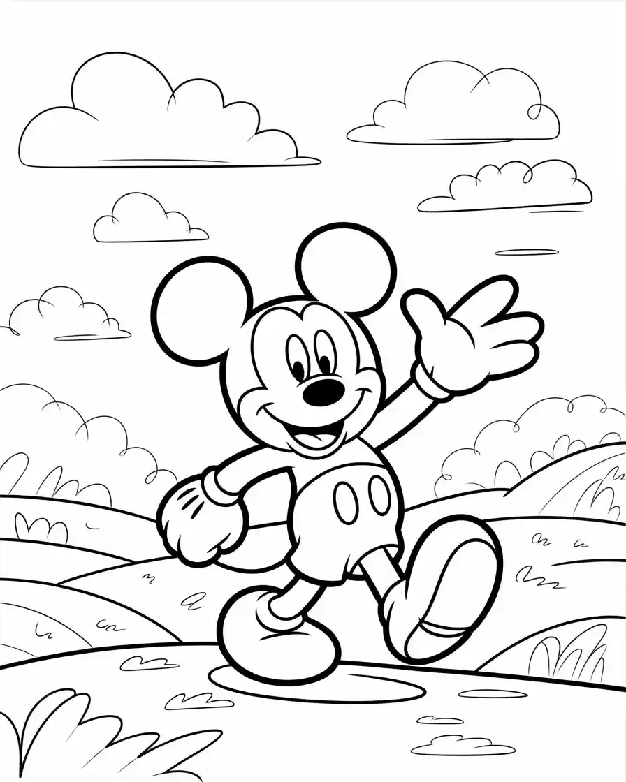 retro mickey mouse coloring sheet