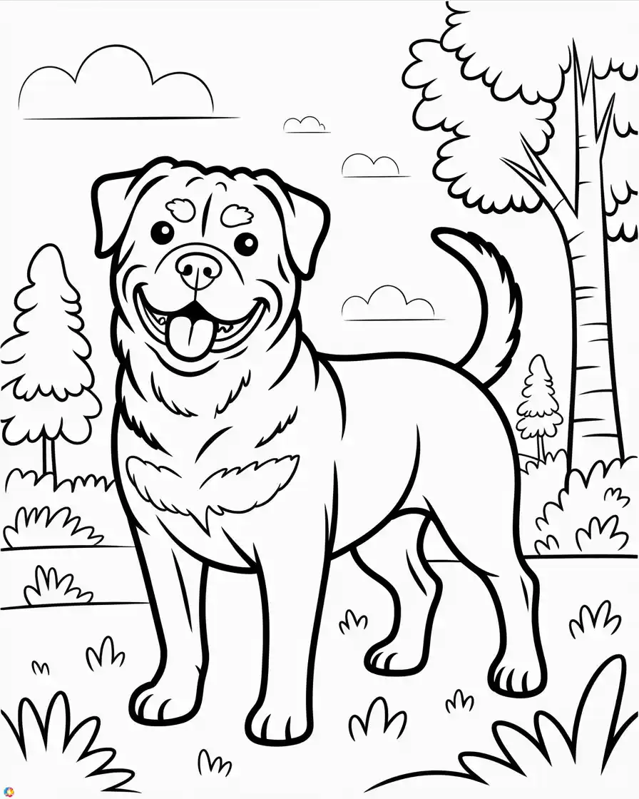 rottweiler dog coloring page 1