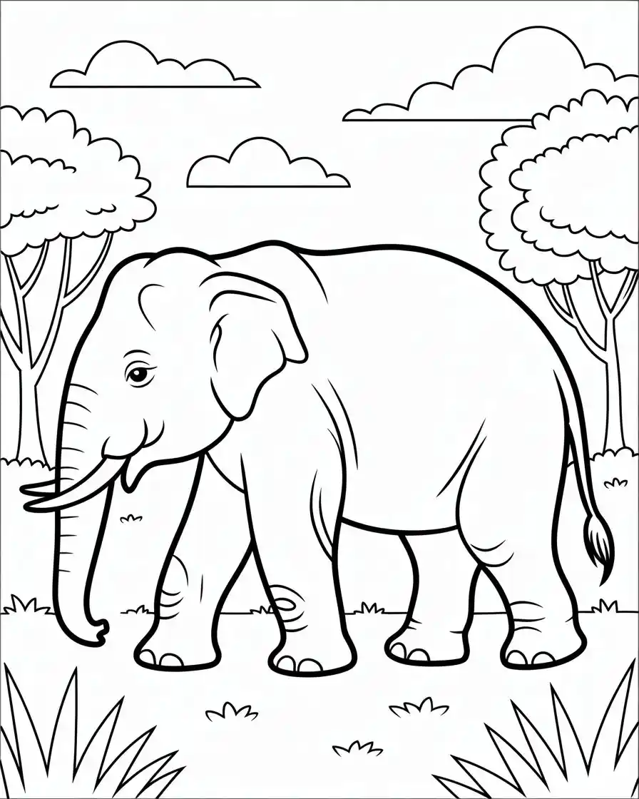 side view of asian elephant walking