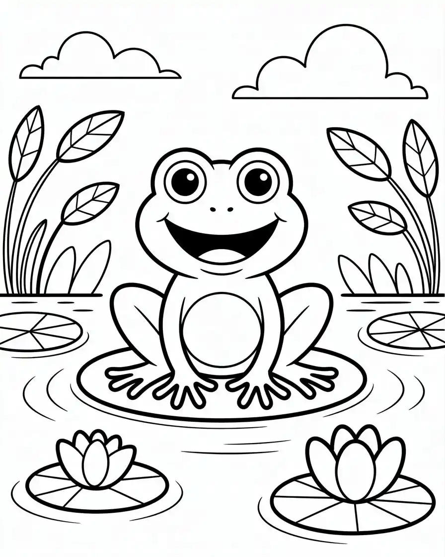 simple outline cartoon frog coloring page