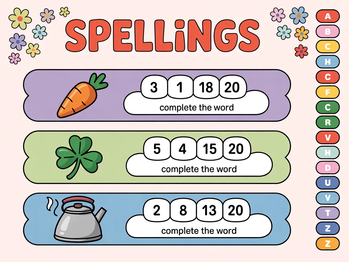 spelling educational worksheet