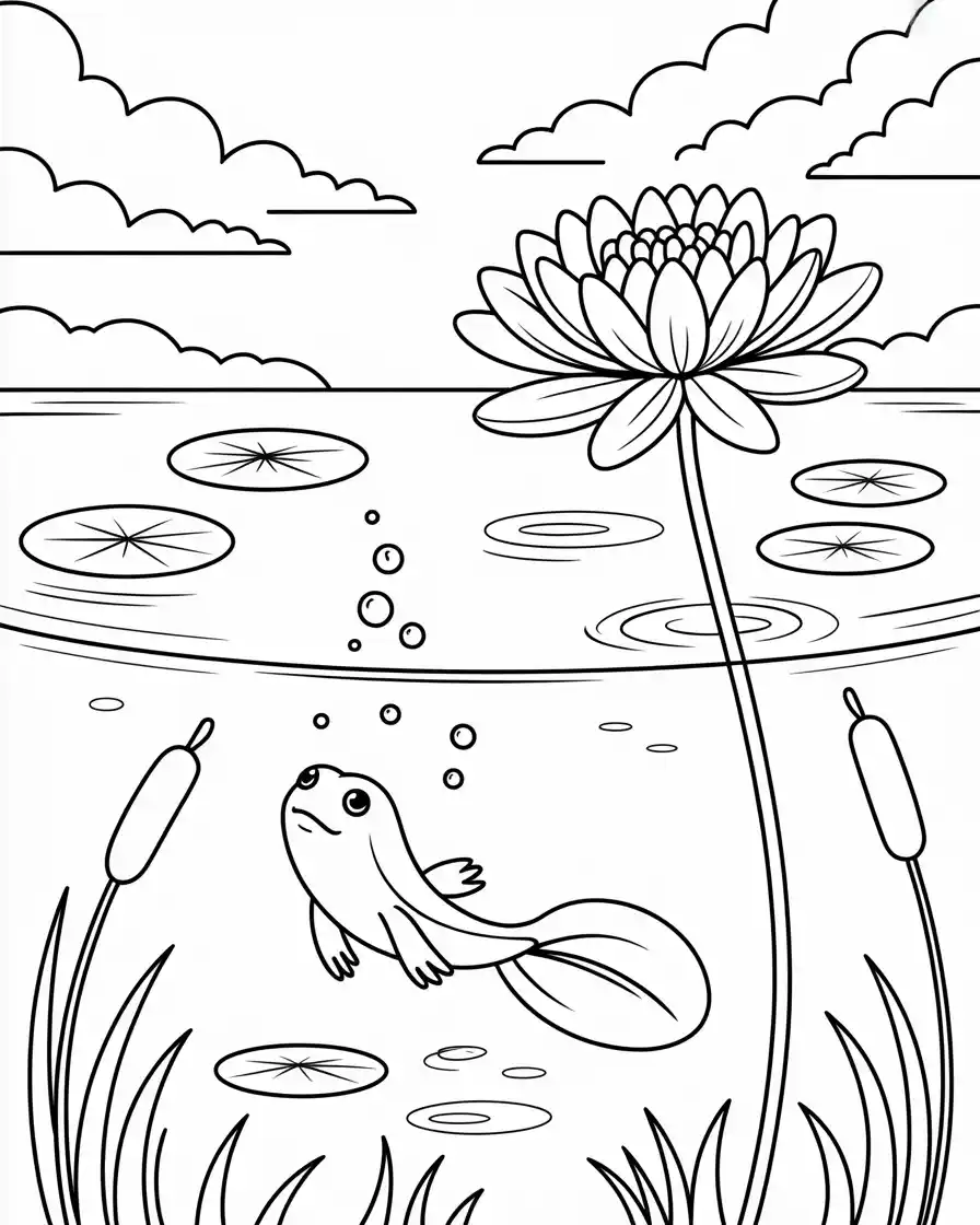 tadpole coloring page for kids