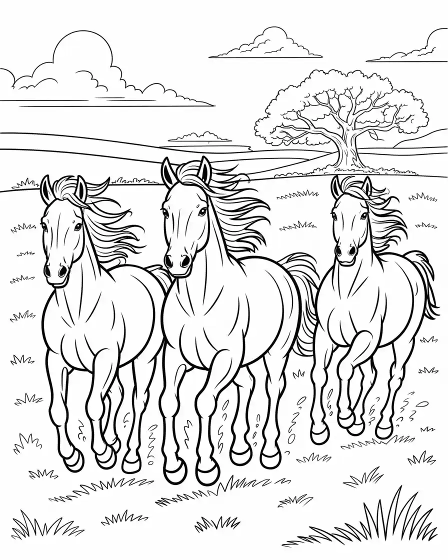 three wild horses running together 1