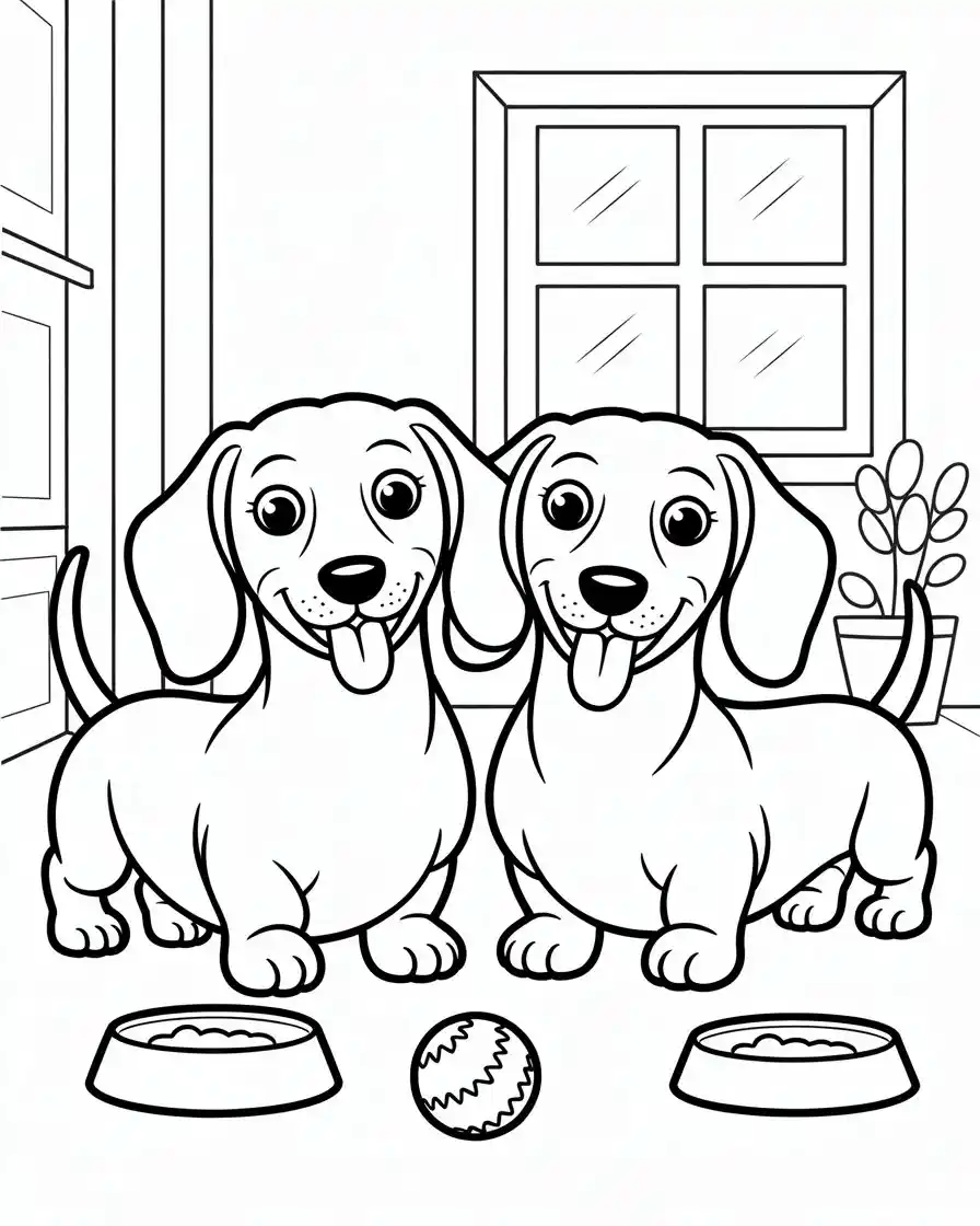 two dachshunds posing for picture