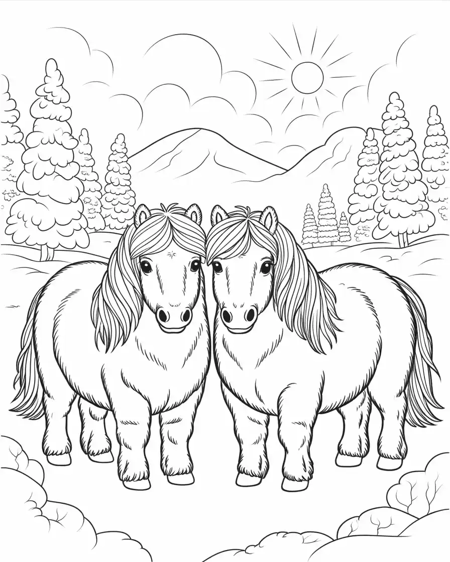 two fluffy miniature horses 1