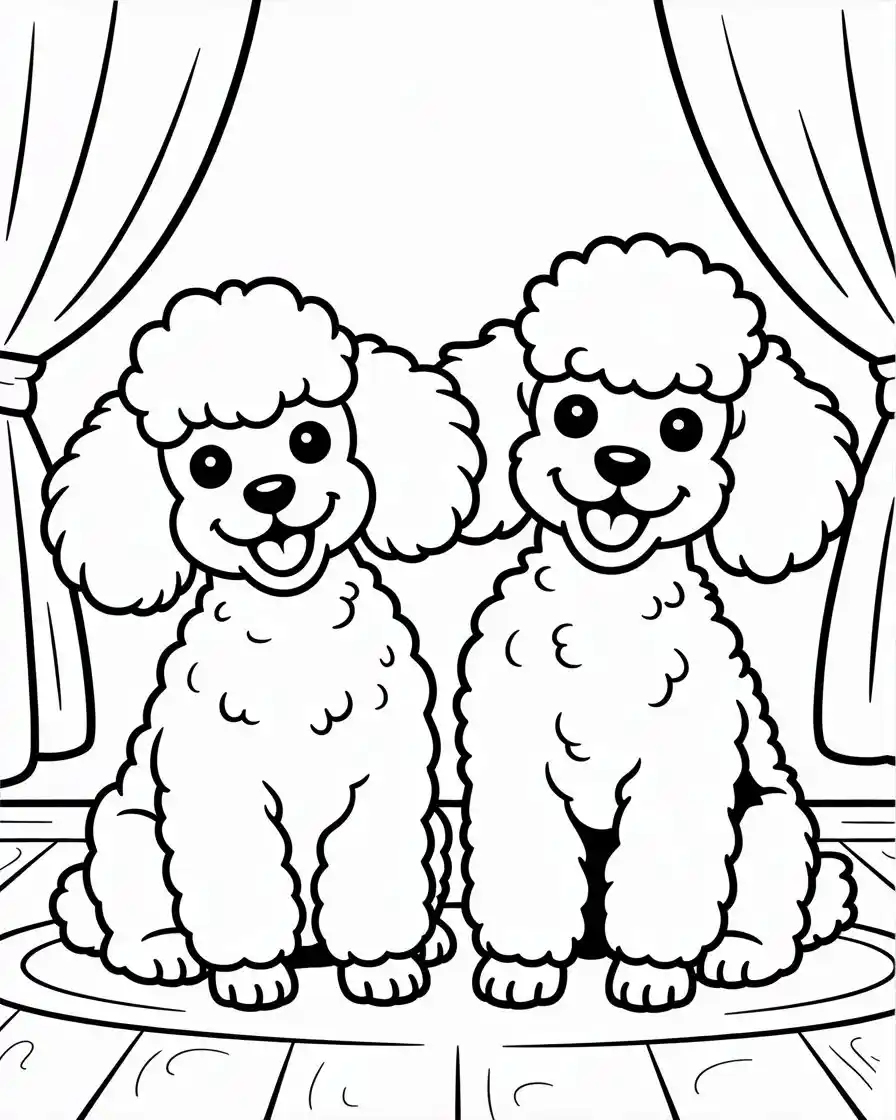 two miniature poodles smiling