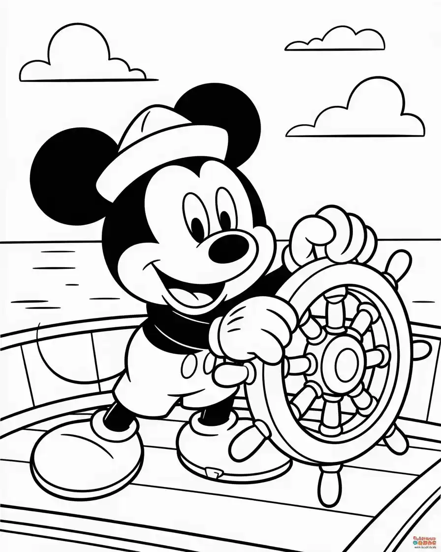 vintage mickey mouse on steam boat