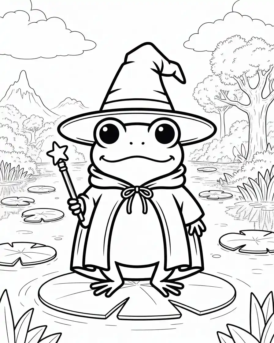 wizard frog coloring page
