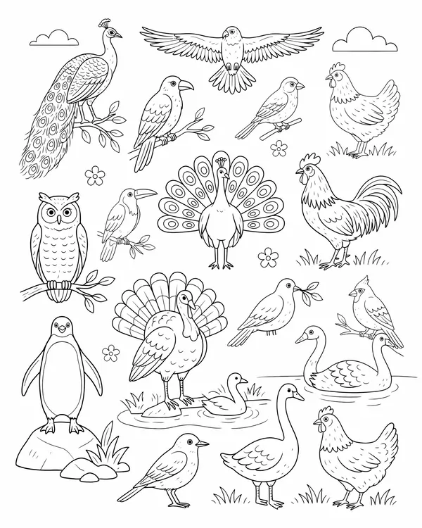 birds coloring book for kids and adults