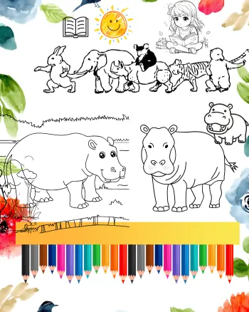 hippopotamus coloring sheets