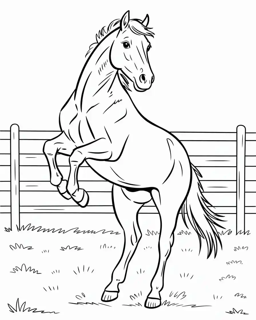 bucking horse coloring page