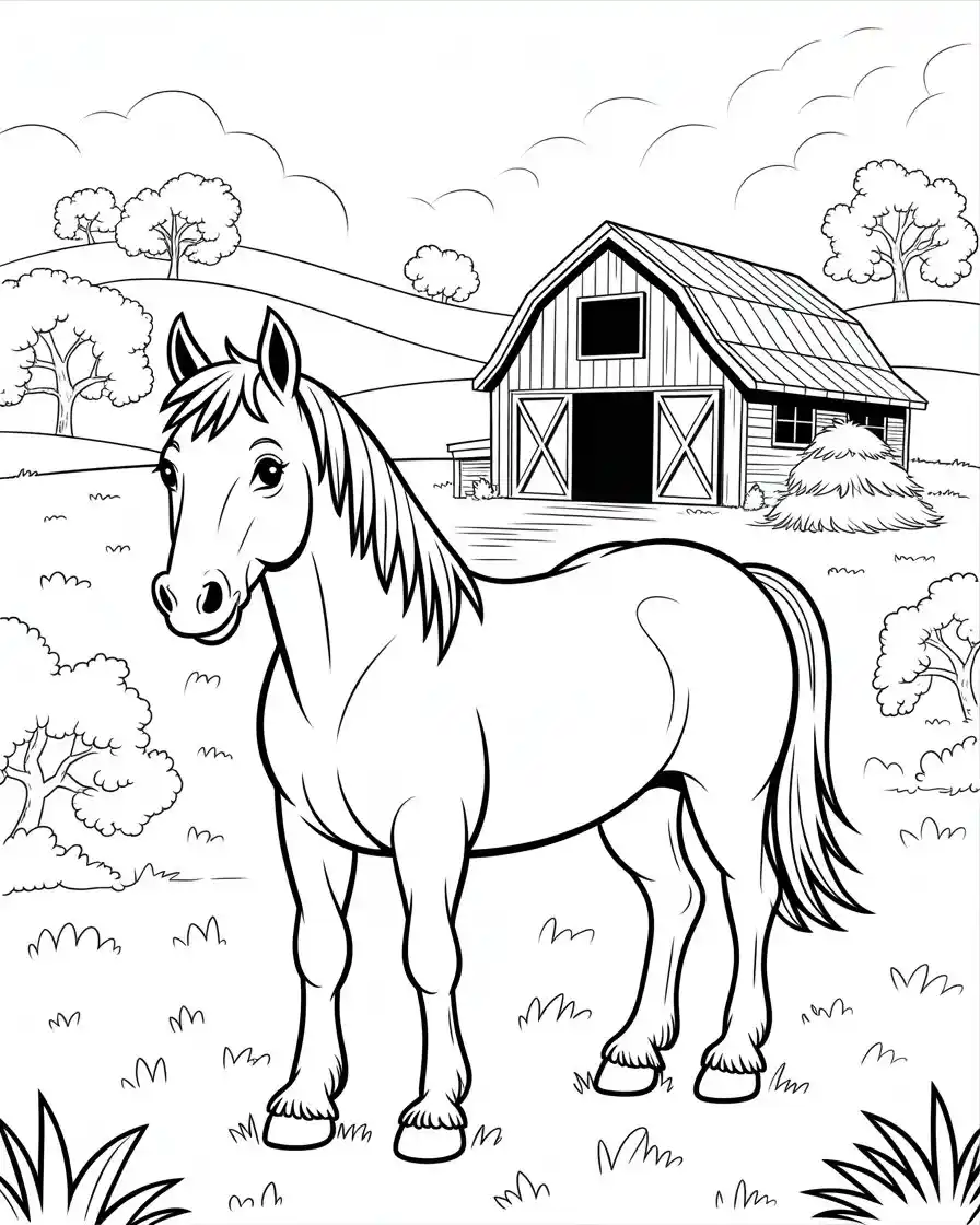 farm horse coloring page