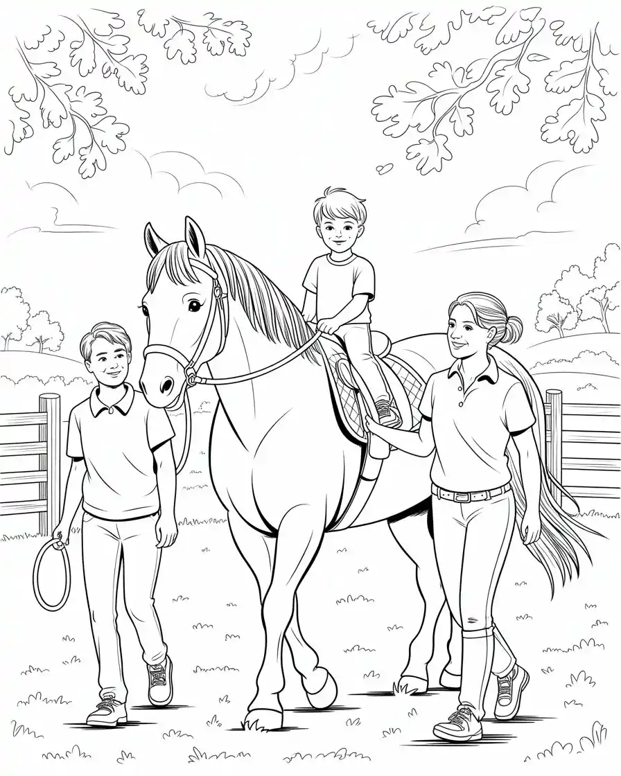 therapeutic horse riding coloring page